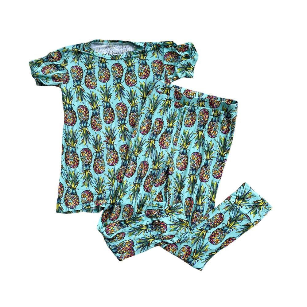 Little Bum Bums (Bums and Roses) Pineapple Bamboo Pajamas 7/8Y
